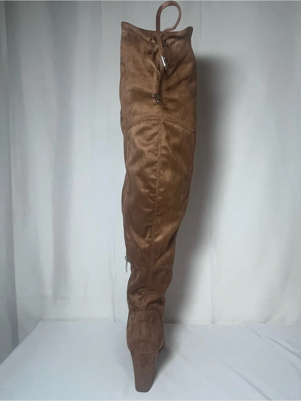 Marc Fisher Over-the-Knee Block Heel Boots - Brown Suede